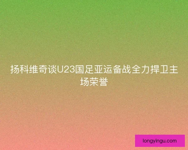 扬科维奇谈U23国足亚运备战全力捍卫主场荣誉